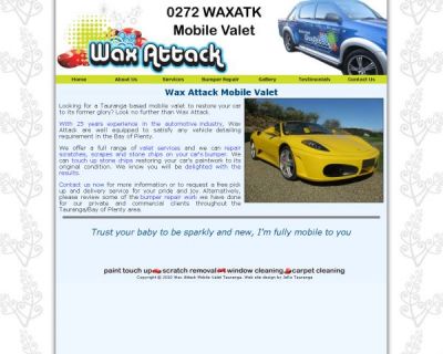 Wax Attack Mobile Valet Web Site Design by JeRo in Tauranga